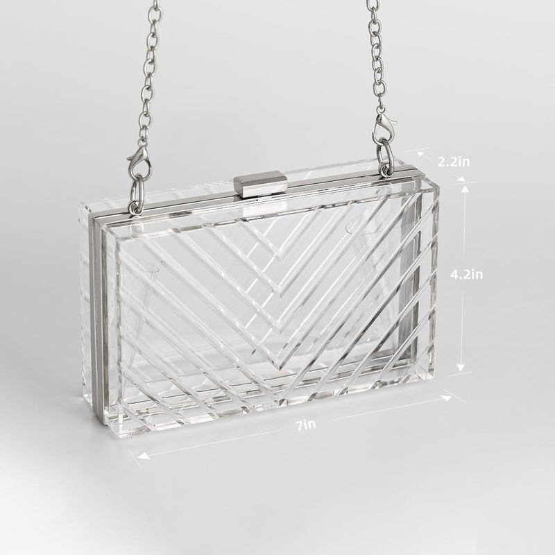 WJCD Clear Purses For Women Acrylic Clear Clutch Bag Stadium Approved - Image 2